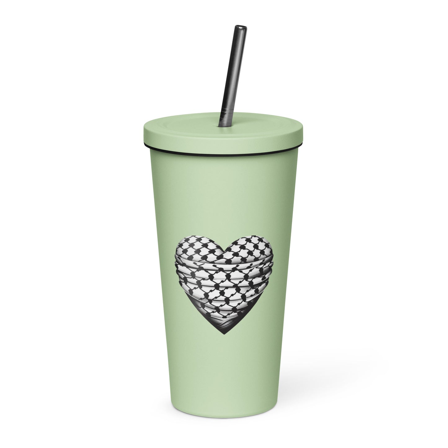 Keffiyeh Heart - Insulated tumbler with a straw