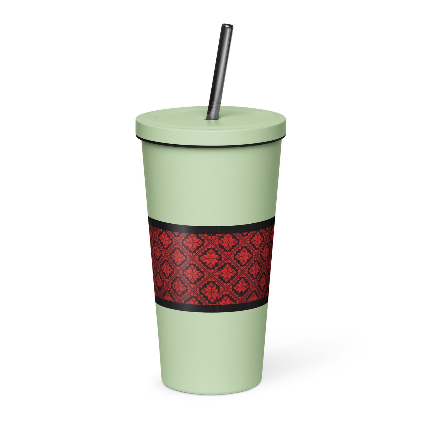 Tatreez Insulated tumbler with a straw