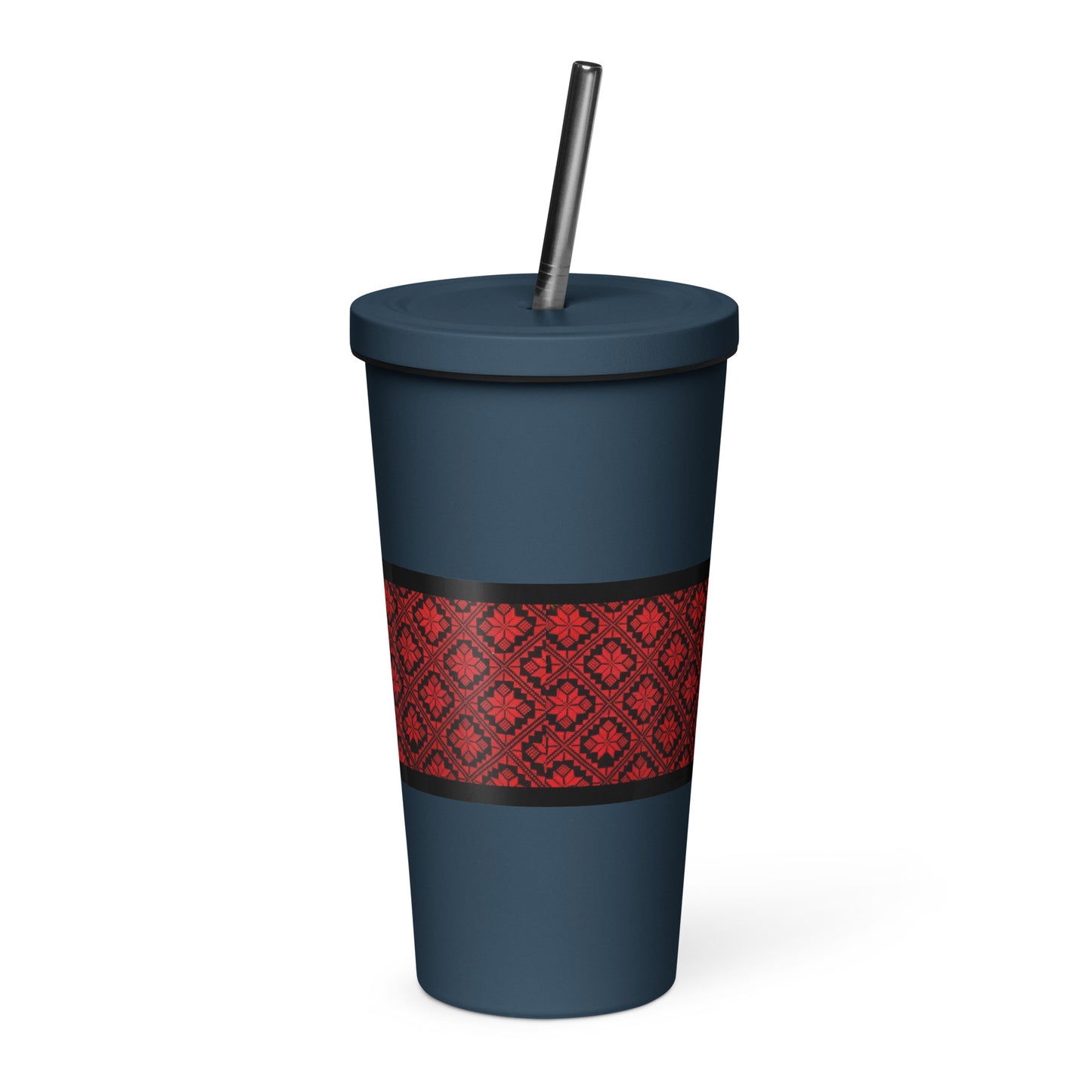 Tatreez Insulated tumbler with a straw