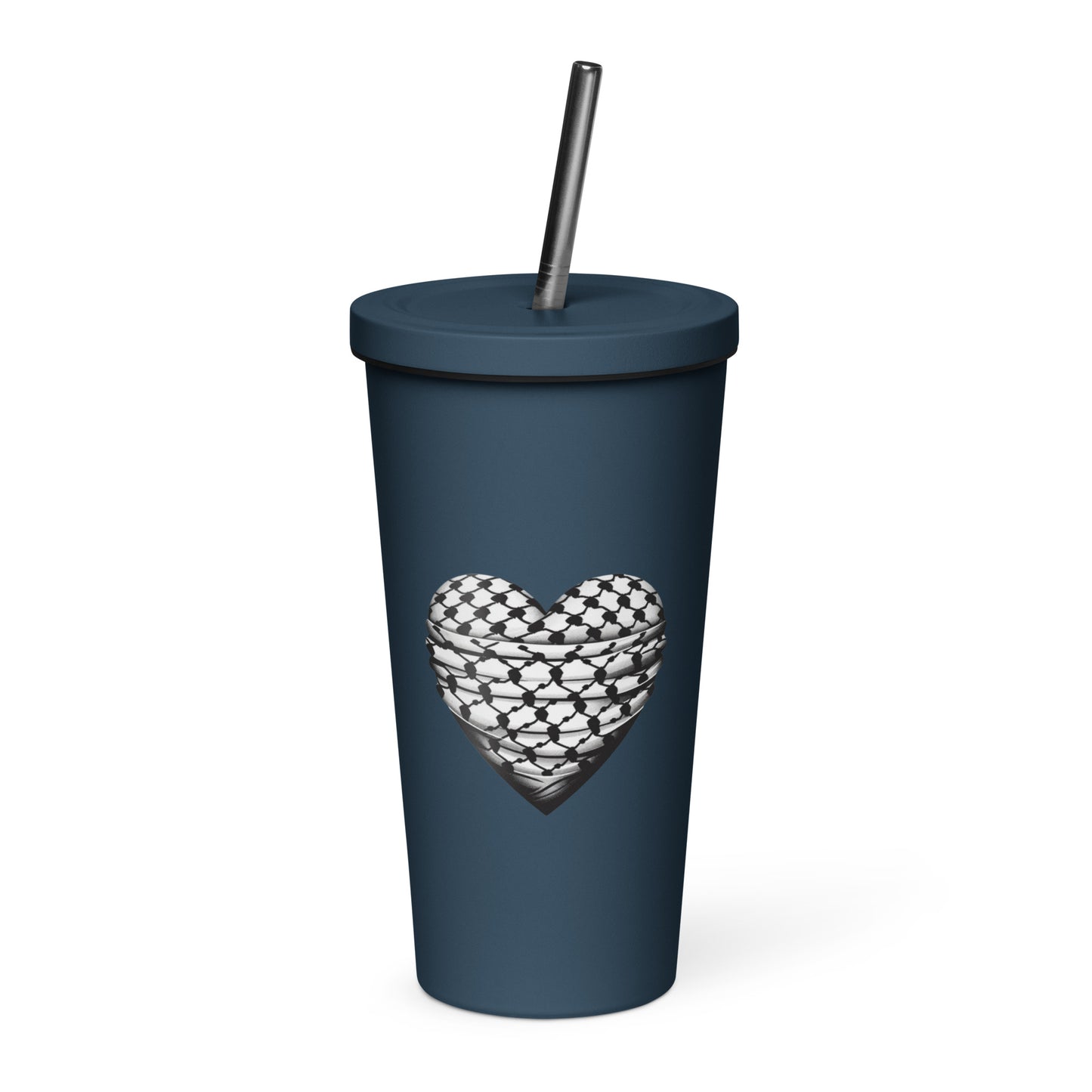 Keffiyeh Heart - Insulated tumbler with a straw