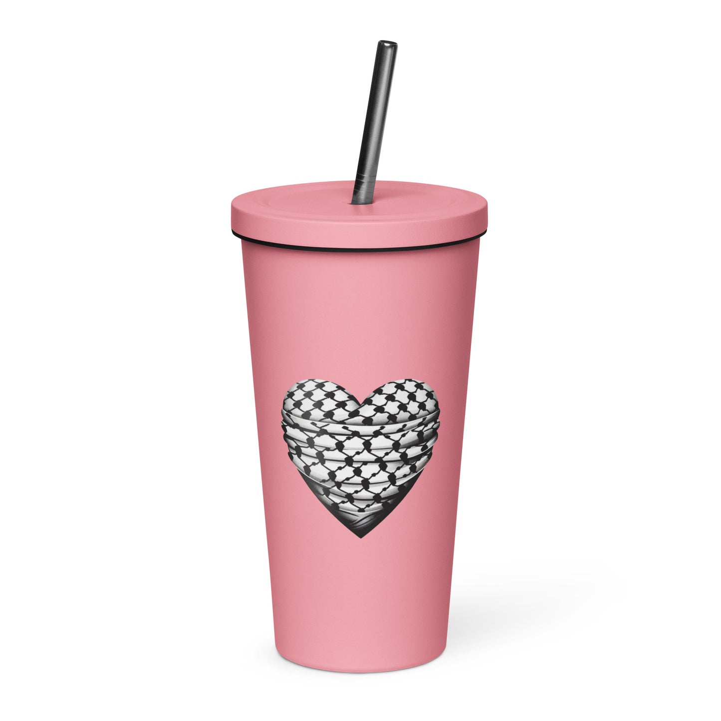 Keffiyeh Heart - Insulated tumbler with a straw