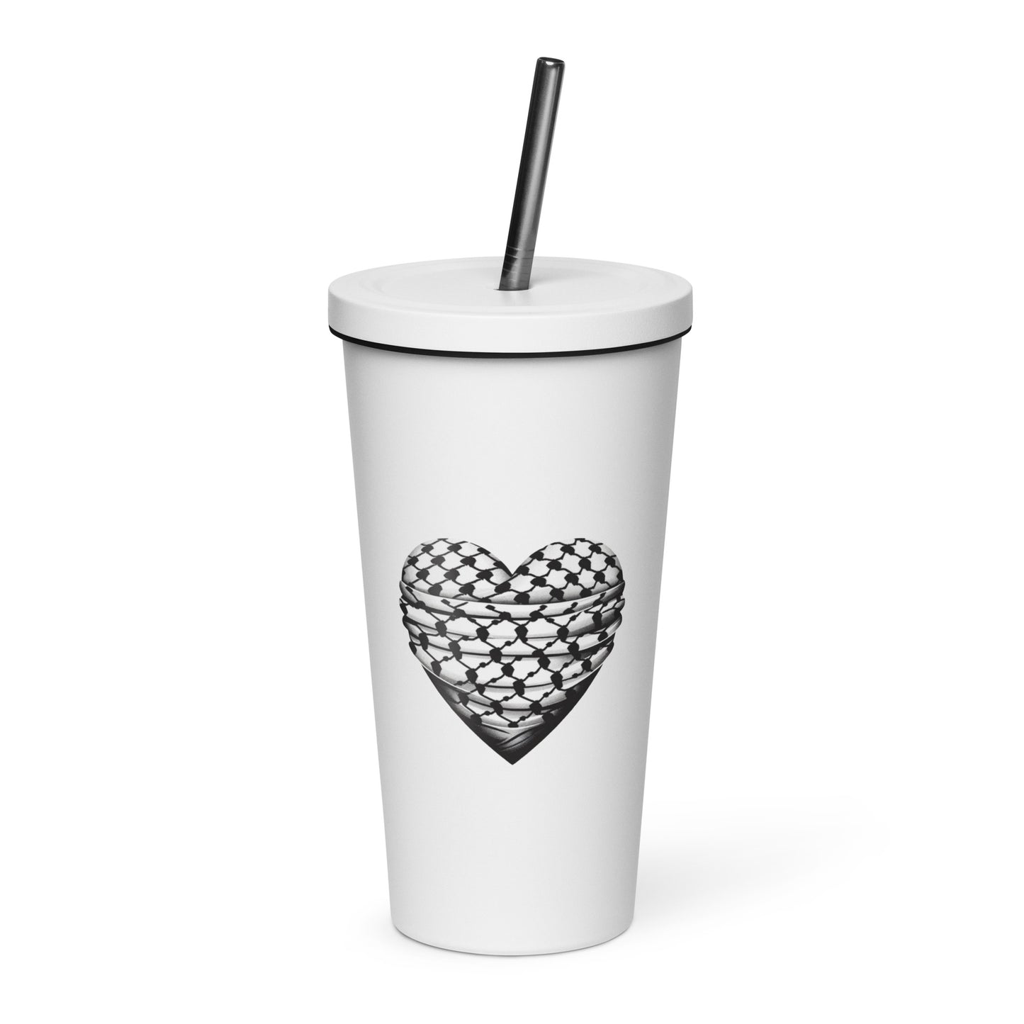 Keffiyeh Heart - Insulated tumbler with a straw