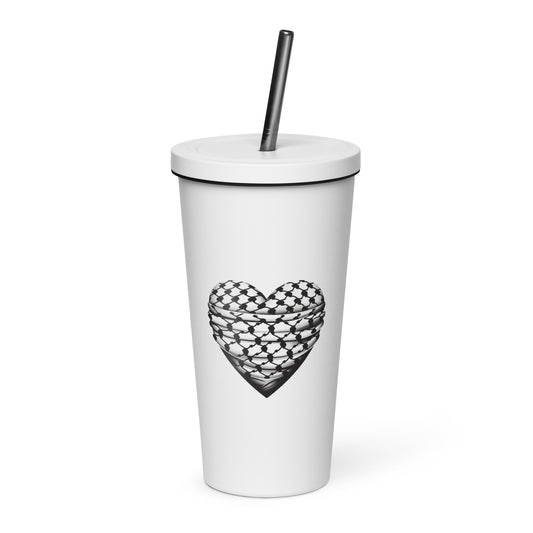 Keffiyeh Heart - Insulated tumbler with a straw